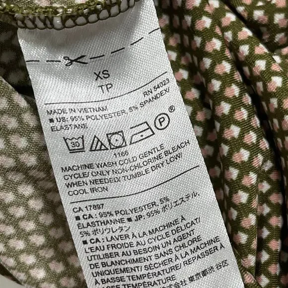 Banana Republic Midi Dress Women XS Green Pink White 3/4 Sleeve Career Feminine - Picture 9 of 9